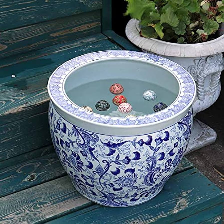 【即日配送】【新品未使用】睡蓮鉢・プランターカバー Amazon.co.jp: 水鉢 大型 陶器 13号 白 ヒマワリ 鉢カバー